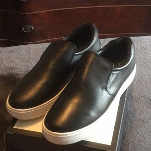 J Slides Black Leather Slip on Sneaker - NWT